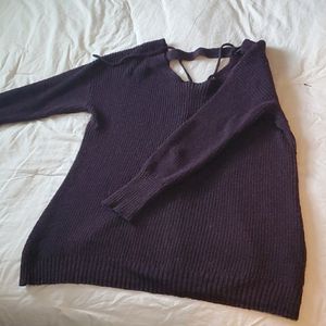 Aubergine sweater with lace up back detail